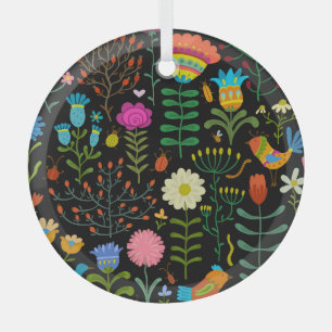 Adorno De Cristal Esbozar un patrón artístico floral sin fisuras.