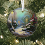 Adorno De Cristal Escena De Invierno De Estilo Etéreo 3D Inspirado<br><div class="desc">La hermosa escena de invierno en 3D inspirada en Thomas Kinkade brillará y reflejará sus luces y complementará su árbol de Navidad y el resto de su casa de vacaciones. Colores hermosos e intensos.</div>