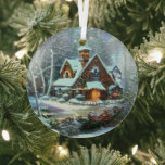 Adorno De Cristal Escena De Invierno Etérea Inspirada Por El Estilo<br><div class="desc">La encantadora escena invernal inspirada por Thomas Kinkade brillará y reflejará sus luces y complementará su árbol de Navidad y el resto de su casa de vacaciones. Colores magníficos. Gracias por buscar; apreciamos su negocio en Paws Charming.</div>
