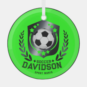 Adorno De Cristal Escudo Clásico de Fútbol   Texto y Fondo Personali