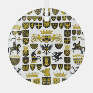 Adorno De Cristal Escudos herálicos, diseños simbólicos.