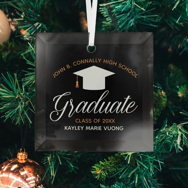 Adorno De Cristal Escuela Secundaria personalizado Keepsake Black Go (Subido por el creador)