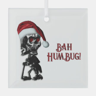Adorno De Cristal Esqueleto de Navidad fumando puro Humbug