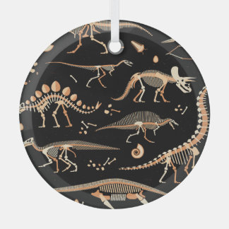 Adorno De Cristal Esqueletos de dinosaurios, fósiles, patrón vintage