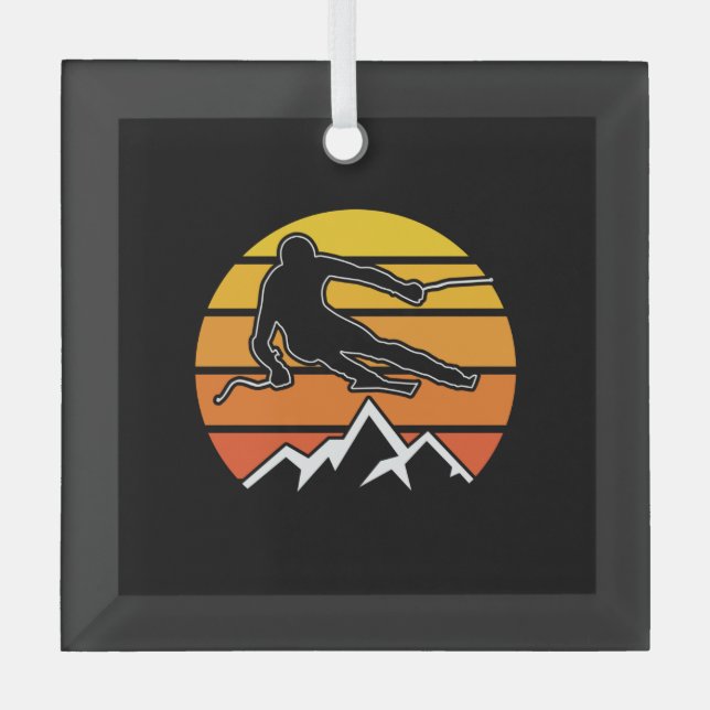 Adorno De Cristal Esquí retro (Anverso)