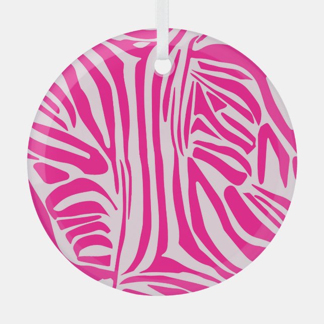 Adorno De Cristal Estampado de cebra rosa (Anverso)