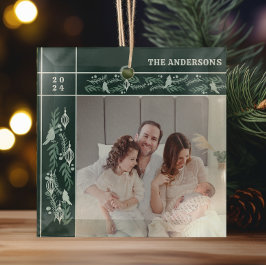 Adorno De Cristal Evergreen Garland Frame Moderno Navidades de fotog