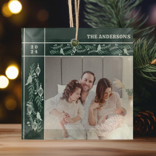 Adorno De Cristal Evergreen Garland Frame Moderno Navidades de fotog
