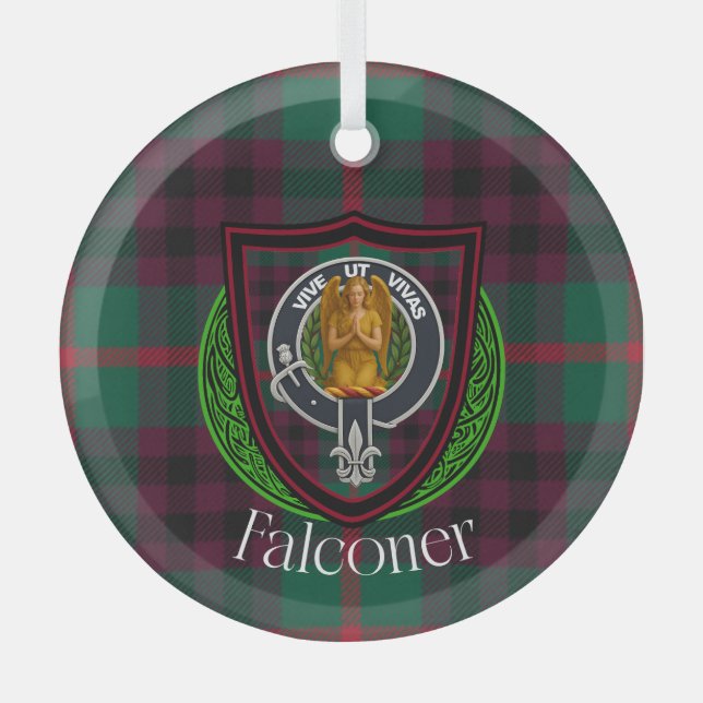 Adorno De Cristal Falconer Scottish Clan Tartan & Crest (Anverso)
