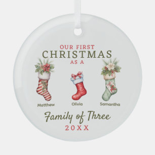 Adorno De Cristal Familia de acciones de la primera Navidad