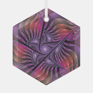 Adorno De Cristal Fantasía colorida Resumen Trippy Purple Fractal
