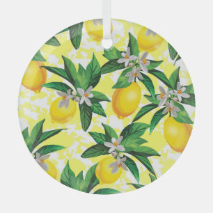 Adorno De Cristal Fantasía de limón: Patrón floral creativo