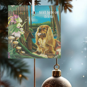 Adorno De Cristal Fantasía del rey Charles Cavalier Spaniel Sprite