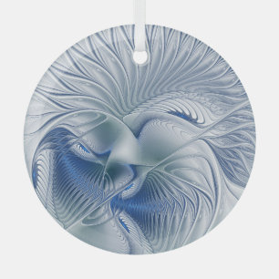 Adorno De Cristal Fantasía dinámica abstracta tonos azules arte frac