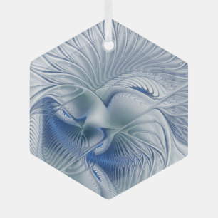 Adorno De Cristal Fantasía dinámica abstracta tonos azules arte frac