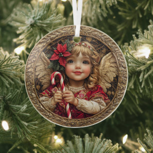 Adorno De Cristal Fantasia Dorada – Ángel de la Delicia de Navidad