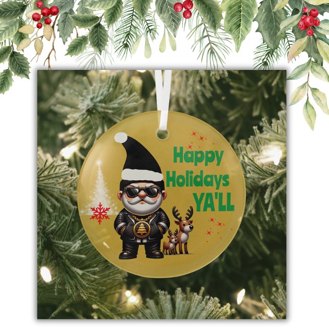 Adorno De Cristal Felices fiestas ganarán Navidad en oro | (Subido por el creador)