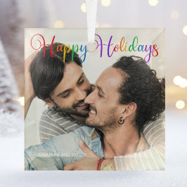 Adorno De Cristal Felices fiestas Navidades de fotos de parejas gay 