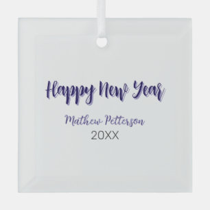 Adorno De Cristal Feliz año nuevo púrpura añada de negro año simple