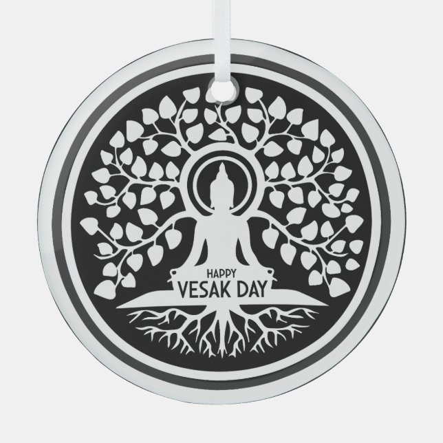 Adorno De Cristal Feliz Día de Vesak (Anverso)