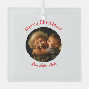 Adorno De Cristal Feliz Navidad abuela hija foto círculo