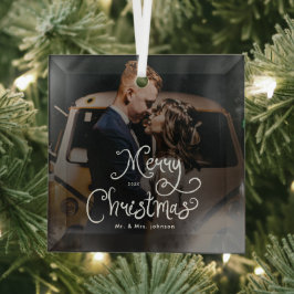 Adorno De Cristal Feliz Navidad Escritura Caprichosa Foto Personaliz