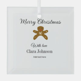 Adorno De Cristal Feliz Navidad galletas marrón agregar nombre con a