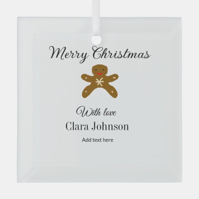 Adorno De Cristal Feliz Navidad galletas marrón agregar nombre con a (Anverso)