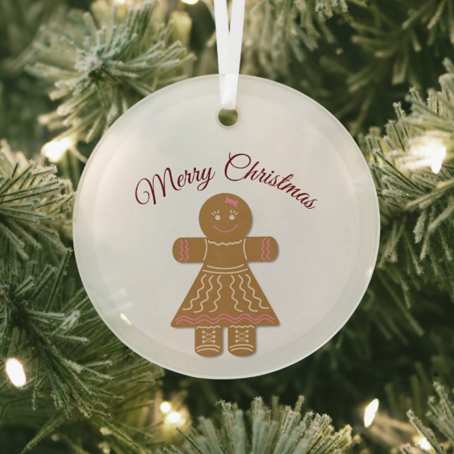 Adorno De Cristal Feliz Navidad Gingerbread Lady Ornament (in situ)