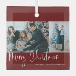 Adorno De Cristal Feliz Navidad Guión rojo 2 feriado de Collage de f