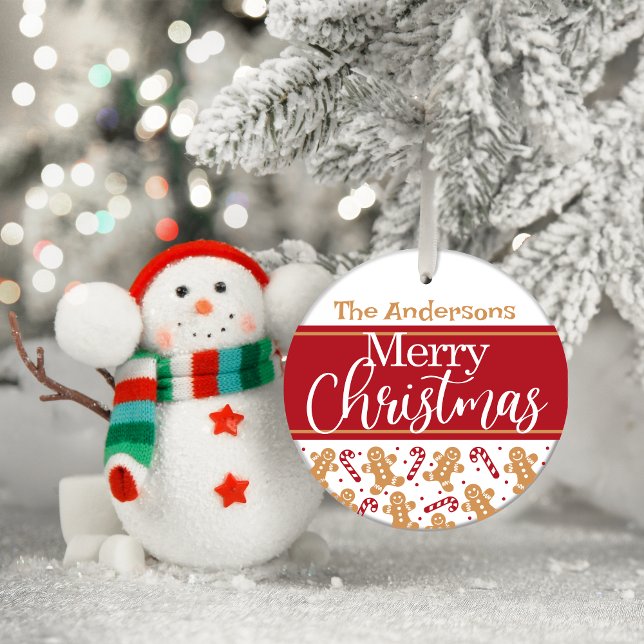 Adorno De Cristal Feliz Navidad personalizada (Merry Christmas Personalized Glass Tree Decoration)