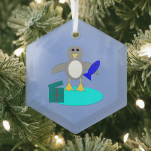 Adorno De Cristal Feliz Navidad Pingüino