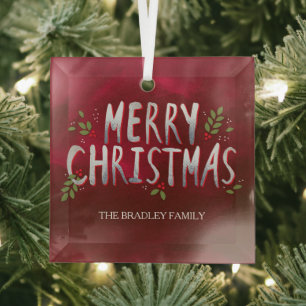 Adorno De Cristal Feliz Personalizado de Navidad