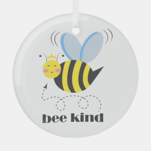 Adorno De Cristal Feliz princesa de abejas con corona y lema Bee Kin