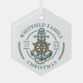 Adorno De Cristal Feriado Náutico de Navidades familiares personaliz
