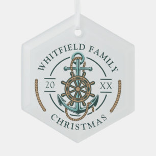 Adorno De Cristal Feriado Náutico de Navidades familiares personaliz