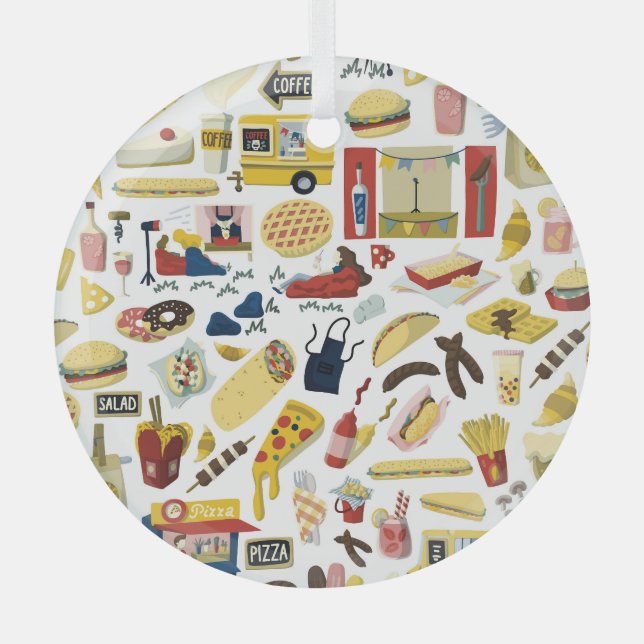 Adorno De Cristal Festival de Camiones de Alimentos: Patrón Personal (Anverso)