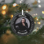 Adorno De Cristal Festividad de la leyenda del mito masculino<br><div class="desc">Un fondo negro clásico. Texto: El hombre,  el mito,  la leyenda. Personaliza y agrega su nombre,  edad y foto.</div>