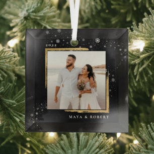 Adorno De Cristal Festividades con marcos de oro para Navidades foto