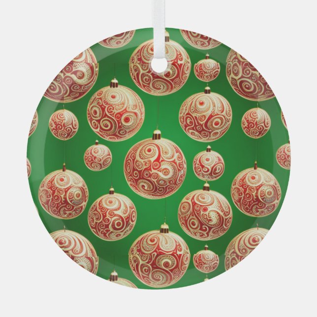 Adorno De Cristal Festividades rojas y verdes (Anverso)