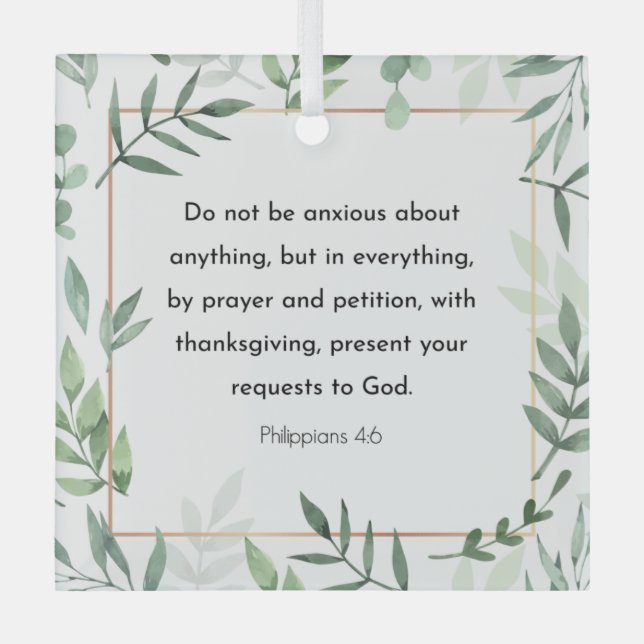 Adorno De Cristal Filipinas 4:6, Biblia Verse (Anverso)