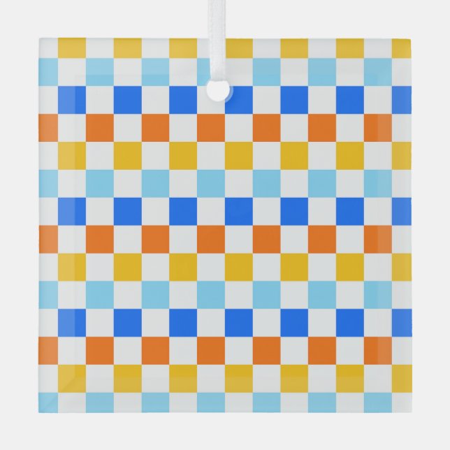 Adorno De Cristal Fire and ice checkerboard pattern (Anverso)