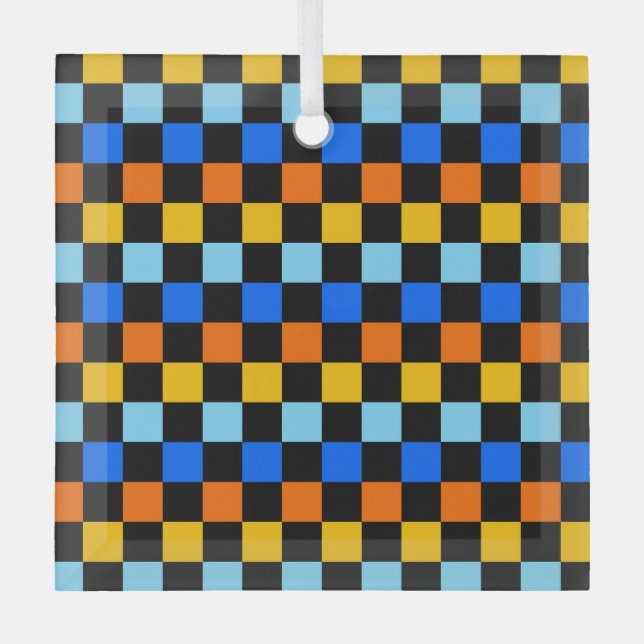 Adorno De Cristal Fire and ice checkerboard pattern (Anverso)