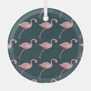 Adorno De Cristal Flamencos en azul, vintage sin costuras.