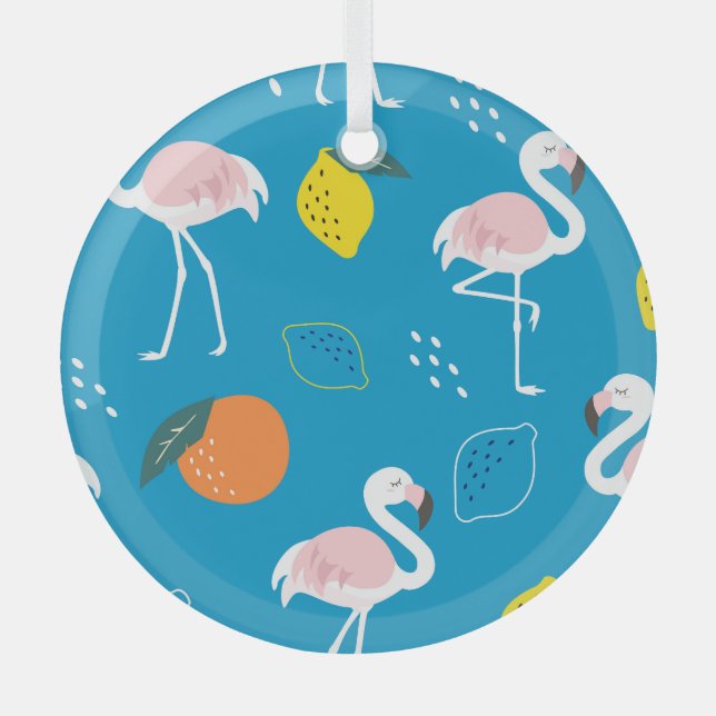 Adorno De Cristal Flamencos, frutas tropicales abstractas, patatas d (Anverso)