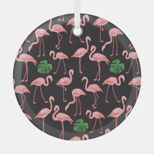 Adorno De Cristal Flamingo Elegance: Vieja Monstera Fusión.