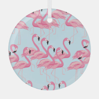Adorno De Cristal Flamingo Flock: Impresión tropical vintage