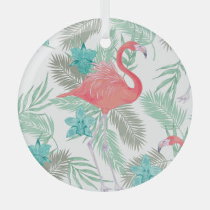 Adorno De Cristal Flamingo, orquídea: patrón vintage romántico.