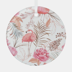 Adorno De Cristal Flamingo rosa, patrón de color de peonía.
