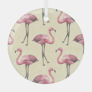 Adorno De Cristal Flamingo Tropical: Papel de fondo acuático.